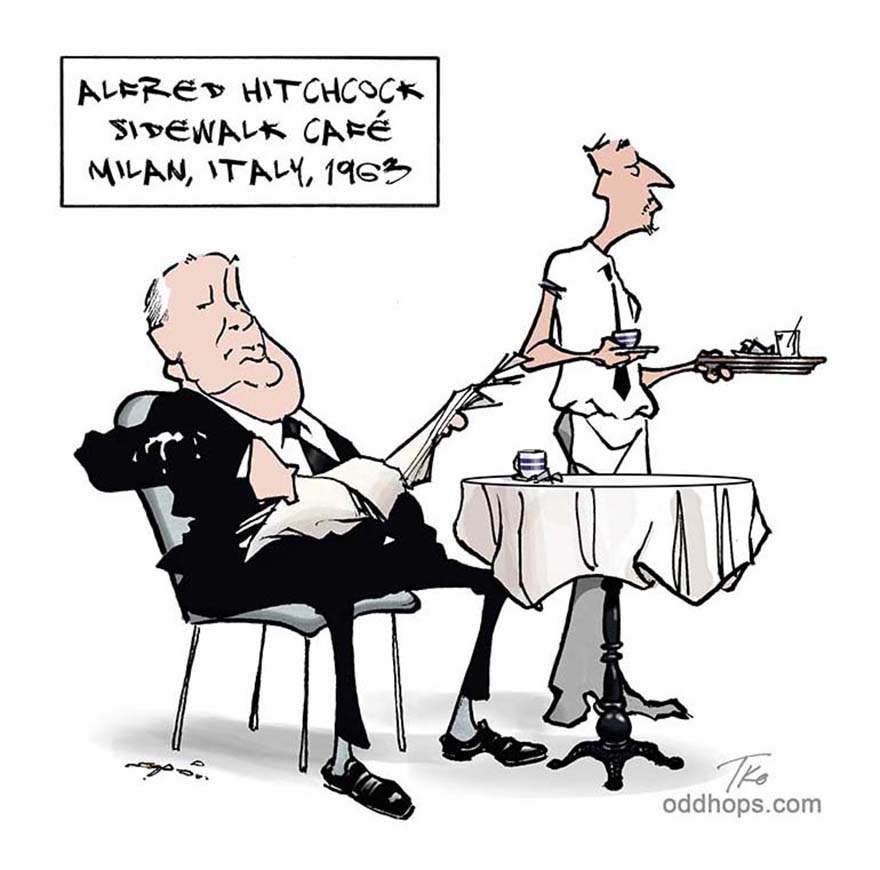 A bird shits on Alfred Hitchcock in the same year that he releases his movie "The Birds."